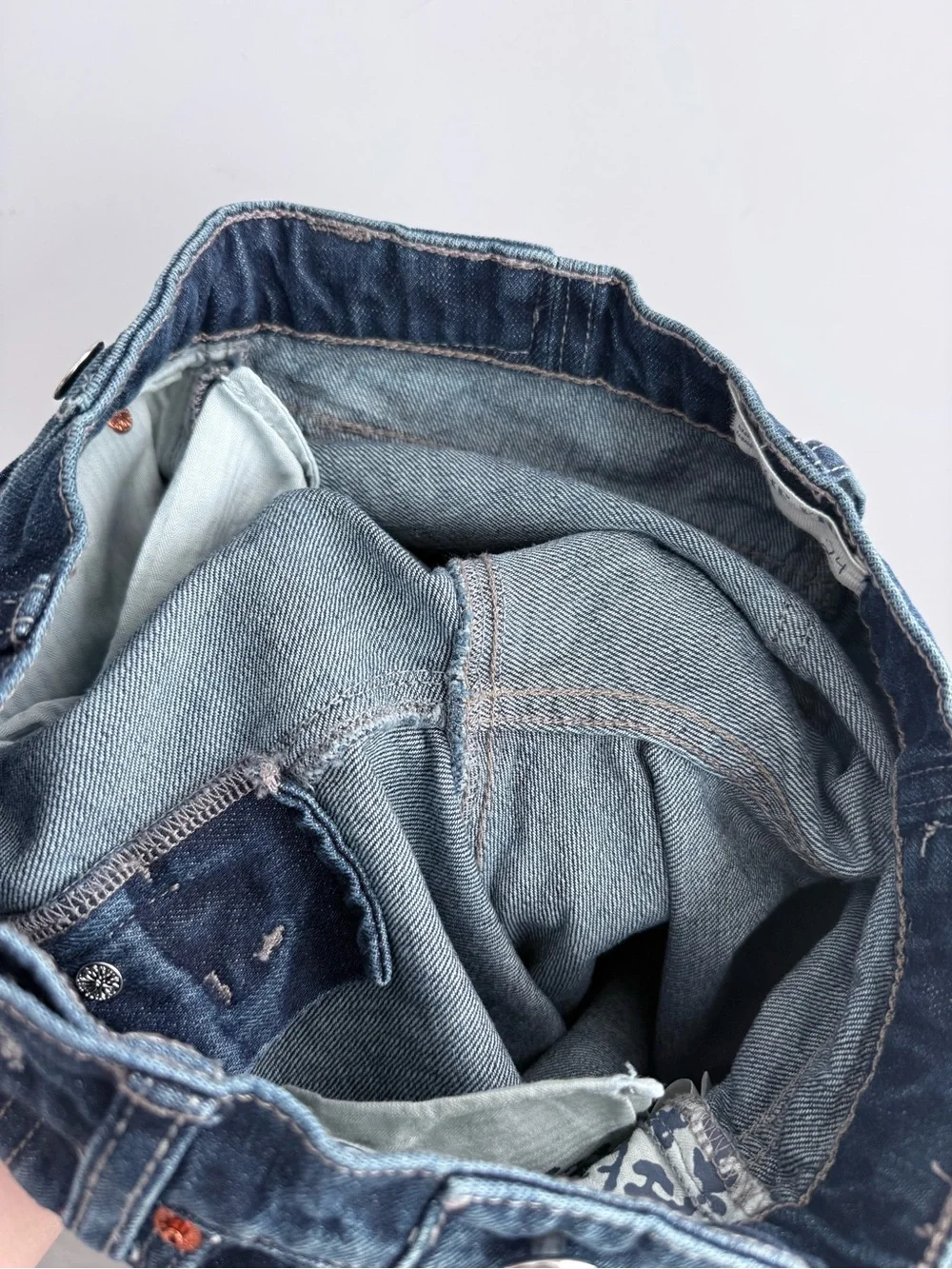 We The Free People Slim Shade Selvedge Straight Cuffed Jeans Deep Indigo 24